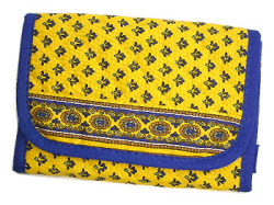 Provencal fabric wallet (Lourmarin. yellow× blue)